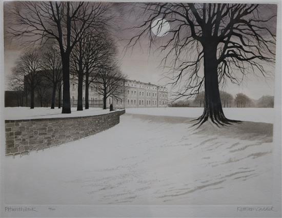 Lithograph of Petworth house in the snow 47x60cm